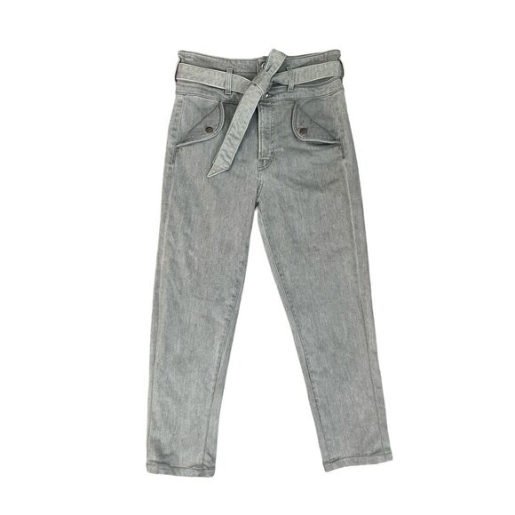 Veronica Beard Jeans Women 27 Gray Giselle Extra High Rise Belted Cropped *READ - Picture 1 of 14
